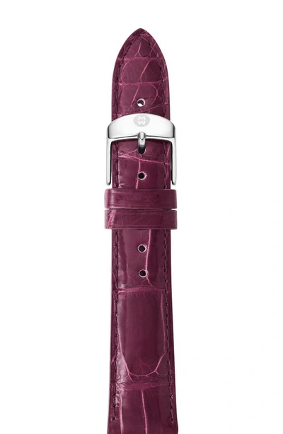 Michele Csx Or Deco Collections Alligator Strap, 18mm In Plum