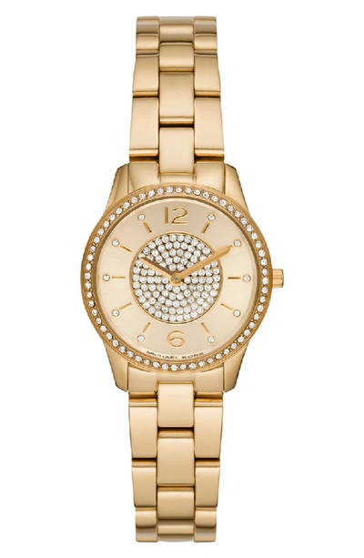 Michael Kors Runway Crystal Bracelet Watch, 28mm In Gold