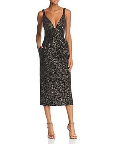 Jill Jill Stuart Velvet & Sequin Embellished Midi Dress In Black/ Gold