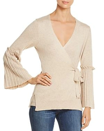 Heather B V-neck Bell-sleeve Sweater In Heather Oatmeal