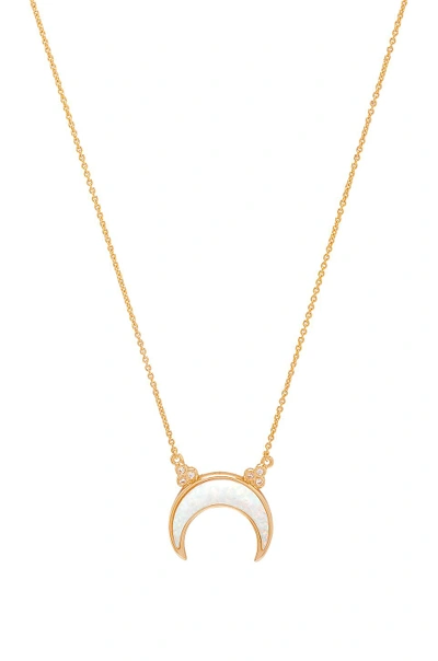 Elizabeth Stone Titania Opal Crescent Necklace In Gold & Opal In Metallic Gold