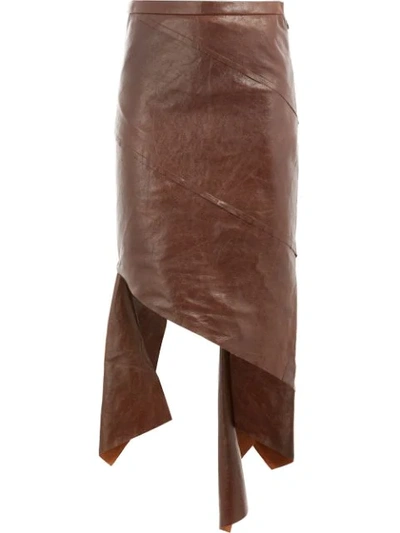 Litkovskaya Leather Asymmetric Skirt - Brown