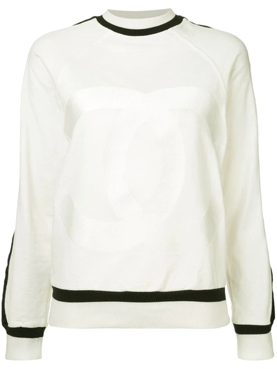 Pre-owned Chanel 2008 Contrast Trim Jumper In White