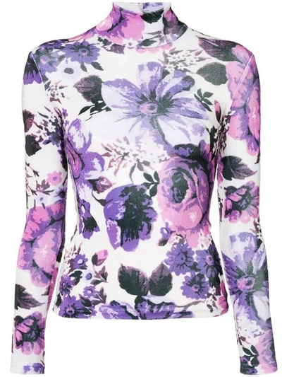 Richard Quinn Floral Print Jersey In Purple ,multicolour
