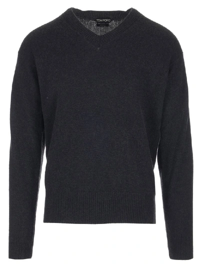 Tom Ford Long Sleeve V In Black