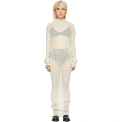 Ann Demeulemeester Off-white Mohair Ashgate Turtleneck Dress In Off White