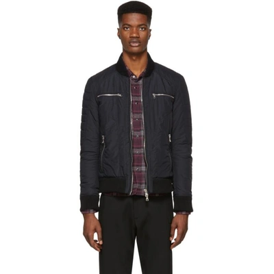 Balmain Black Print Teddy Bomber Jacket In 192multicol