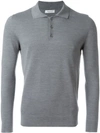 Fashion Clinic Timeless Longsleeved Polo Shirt In Grey