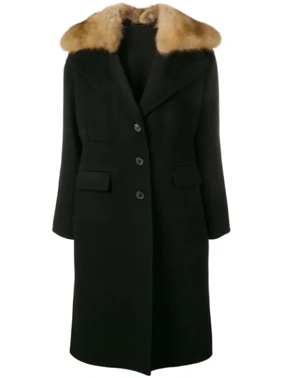 Ermanno Scervino Fur Trim Coat In 95708 Black