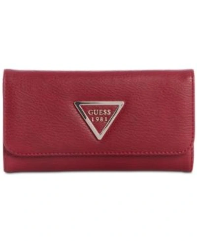 Guess Lauri Boxed Slim Clutch Wallet In Red/gold