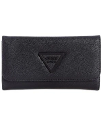 Guess Lauri Boxed Slim Clutch Wallet In Black/matte Black