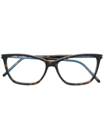 Saint Laurent Square Frame Glasses In Brown