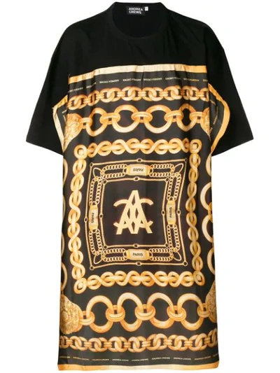Andrea Crews Chain Patterned Long T In Black