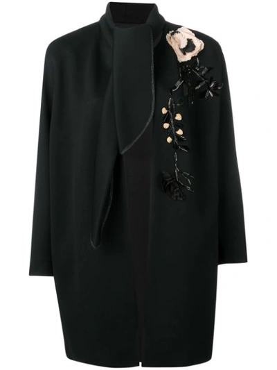 Antonio Marras Floral Embellished Coat In Black