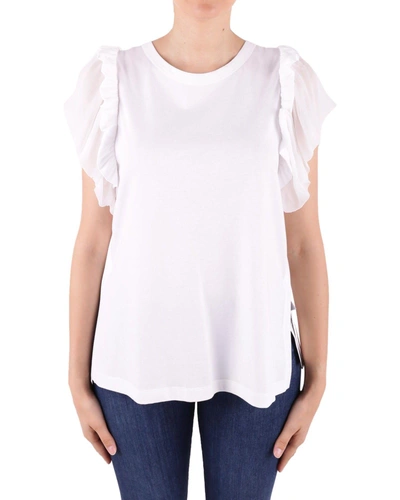 N°21 Frilled Cotton T-shirt In White