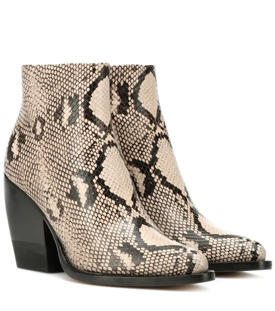 Chloé Rylee Snake-effect Leather Ankle Boots In Eternal Grey