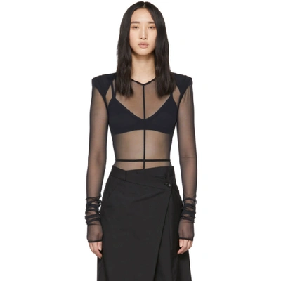 Ann Demeulemeester Black La Fille Do Edition Soft Tulle Constructed Bodysuit