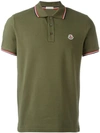 Moncler Striped Trim Polo Shirt In Green