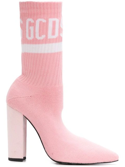 Gcds Logo Sock Boots - Pink In Pink