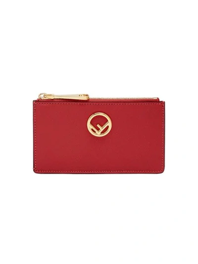 Fendi Logo Zipped Cardholder In Red