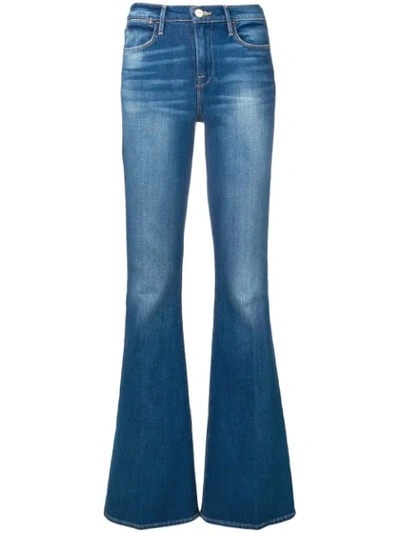 Frame Washed Bootcut Jeans In Blue