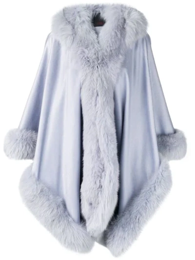 Liska Hooded Fur-trimmed Coat In Blue