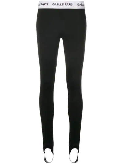 Gaëlle Bonheur Gaelle Bonheur Waistband Logo Stirrup Leggings - Black