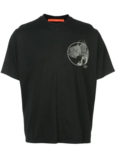 Komakino Chest Print T-shirt - Black