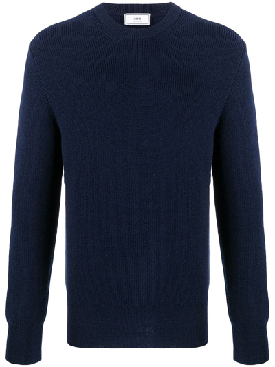 Ami Alexandre Mattiussi Virgin Wool Crew-neck Sweater In Blue