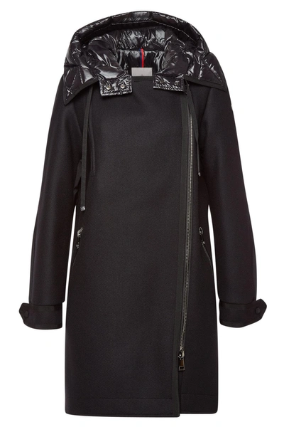 Moncler Bouscarle Down Coat With Virgin Wool In Black | ModeSens