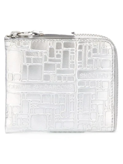 Comme Des Garçons Logo-embossed Leather Wallet In Metallic