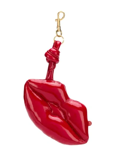 Anya Hindmarch Lips Keyring In Red