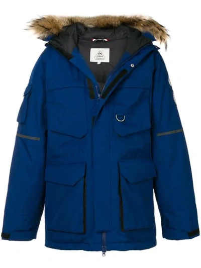 Pyrenex Hooded Parka Coat In Blue