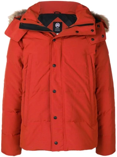 Canada Goose Hooded Padded Jacket In Red