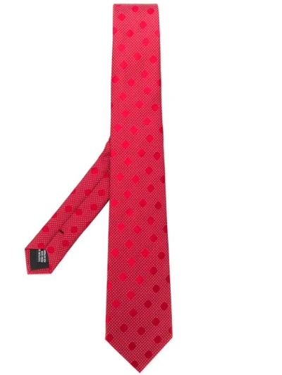 Saint Laurent Dotted Tie In Red