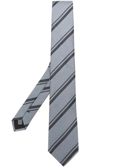 Saint Laurent Striped Tie In Grey