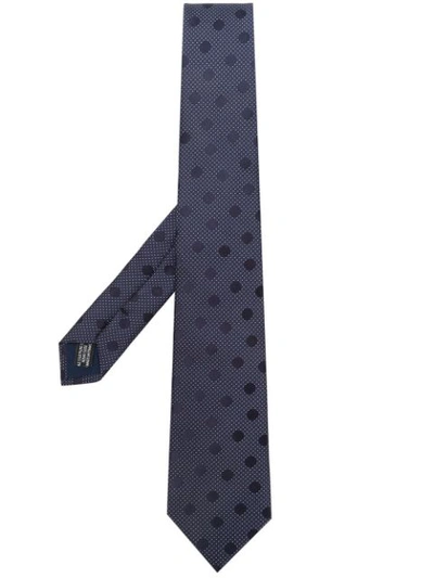 Saint Laurent Dotted Tie In Blue