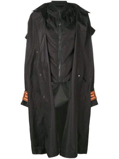 Off-white Convertible Oversized Hooded Shell Coat In Black