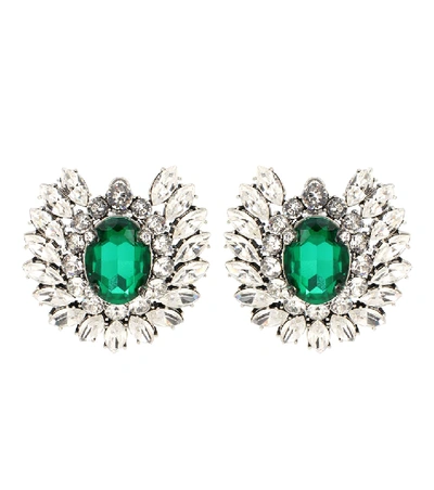 Balenciaga Crystal Embellished Earrings In Green