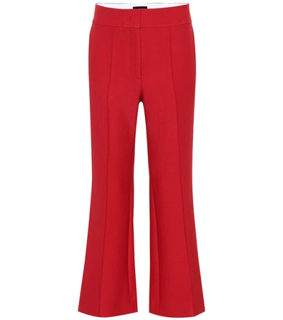 Joseph Wool-blend High-rise Flared Pants In Red