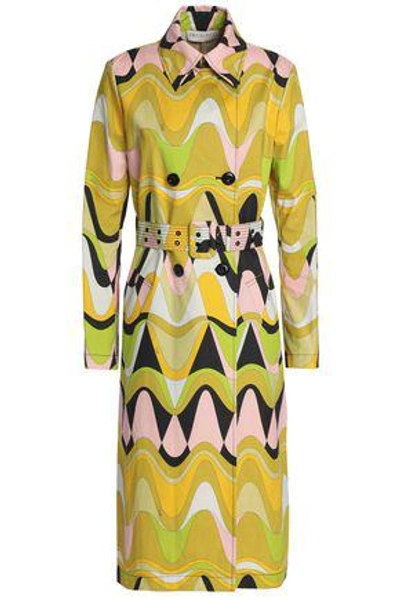 Emilio Pucci Woman Printed Cotton-blend Canvas Trench Coat Sage Green