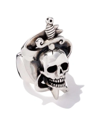 The Great Frog Skull And Dagger Ring In Silver