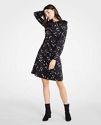 ann taylor black floral dress