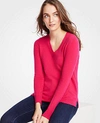 Ann Taylor Cashmere V-neck Sweater In Wild Cyclamen
