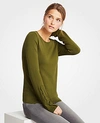 Ann Taylor Petite Scalloped Button Cuff Sweater In Autumn Meadow Green