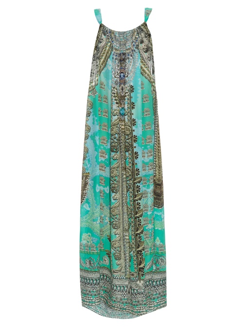 Camilla Traje De Luce-print Silk-crepe Maxi Dress In Turquoise-green ...
