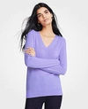 Ann Taylor Cashmere V-neck Sweater In Purple Tinit