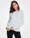 Ann Taylor Petite Scalloped Button Cuff Sweater In Soft Grey Heather