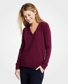 Ann Taylor Cashmere V-neck Sweater In Scarlet Lily