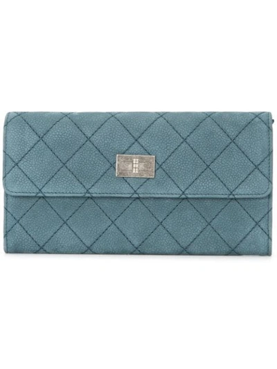 Pre-owned Chanel 2012-2013 Quilted Cc Logos Bifold Purse In Blue